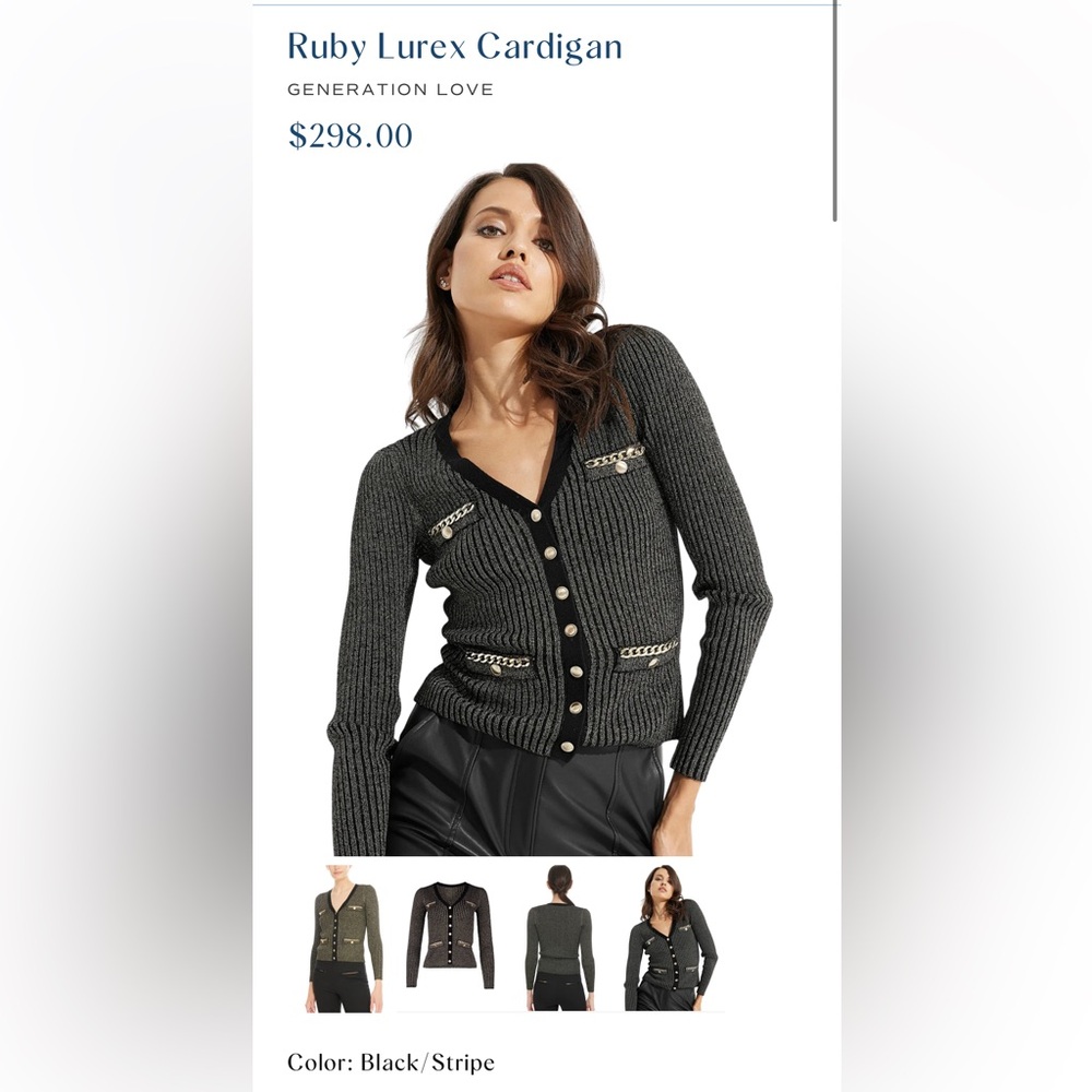 GENERATION LOVE Ruby Lurex Cardigan NWOT - Picture 5 of 11